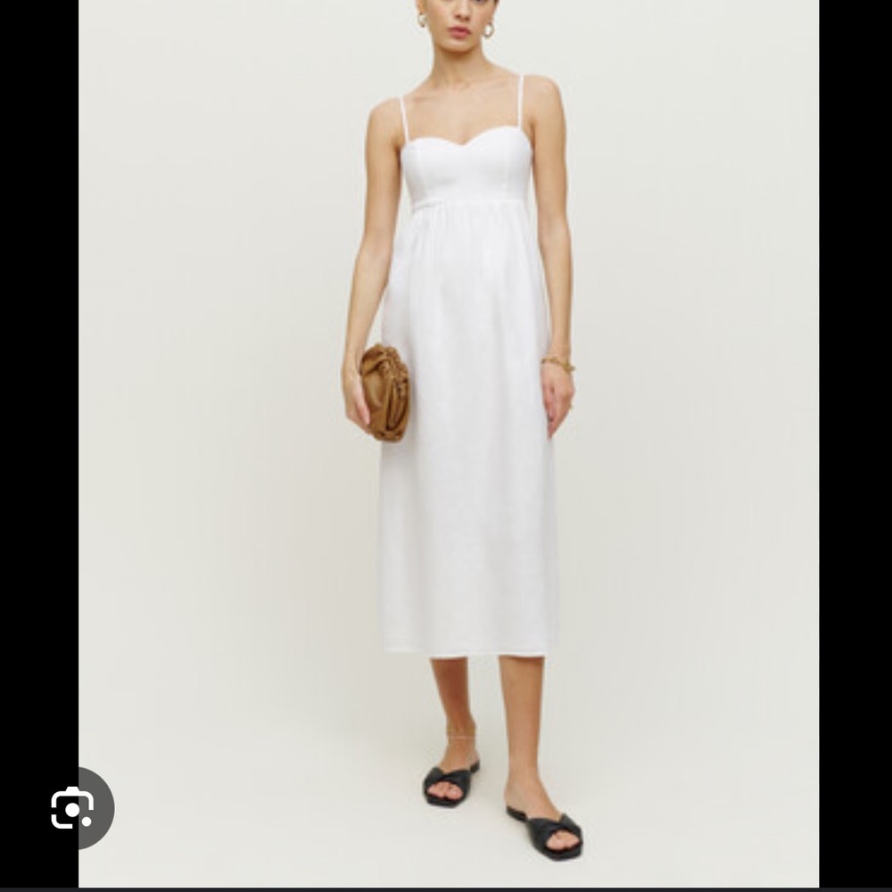 NWT Reformation Odette White Linen Dress